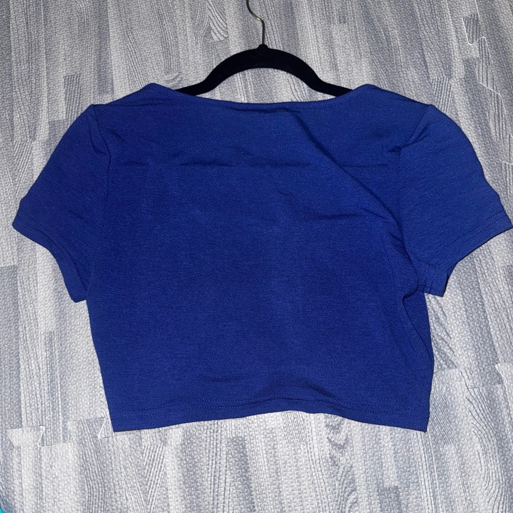 Blue Crop Top with Safety Pin Details - Picture 2 of 2